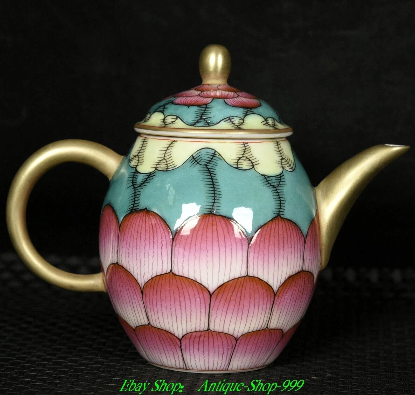 4"Qianlong Marked Enamel Colour Porcelain Gilt Lotus flower Pattern Teapot Plate | eBay