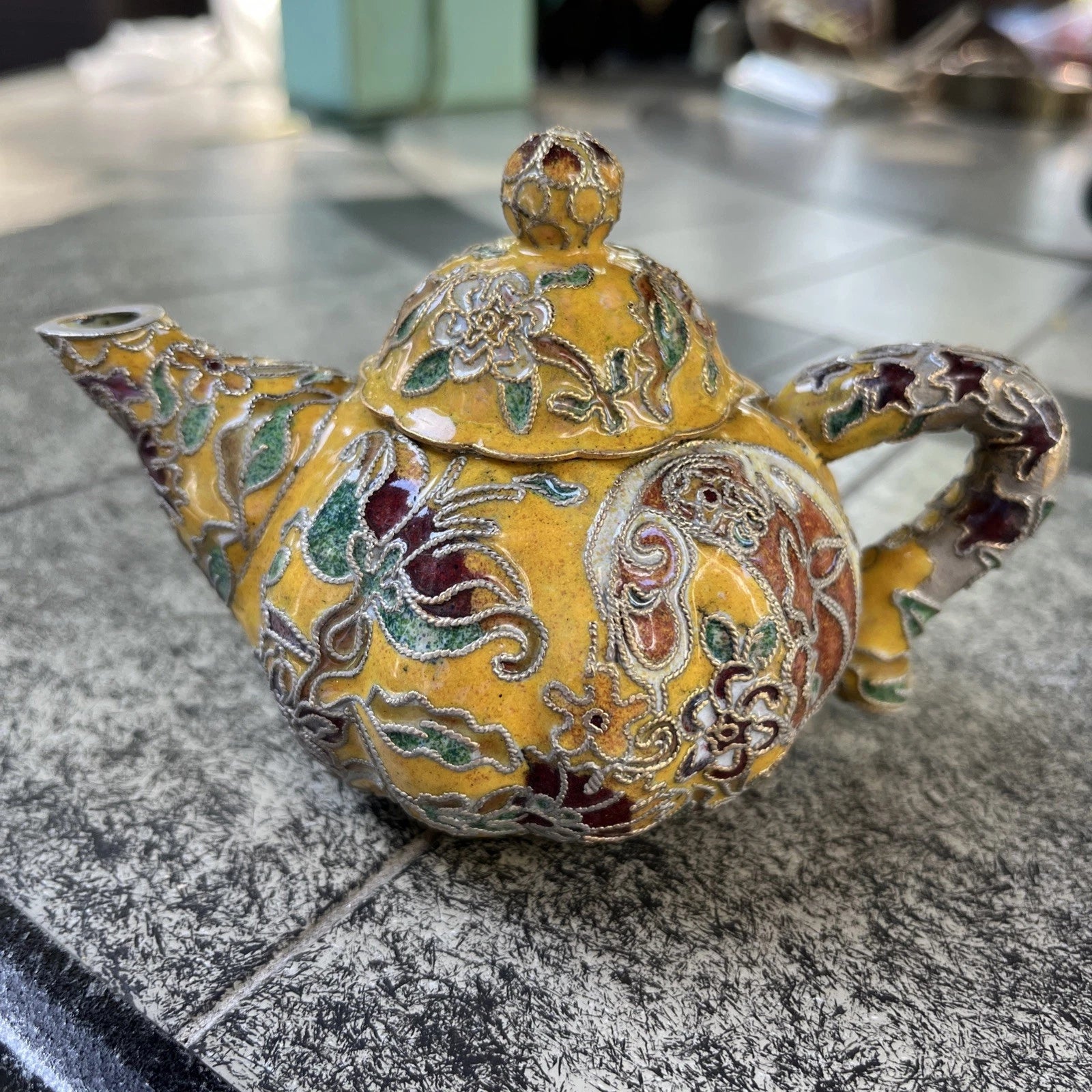 VTG Multi-Colored Miniature Tea Pot With Floral Design X2 | eBay