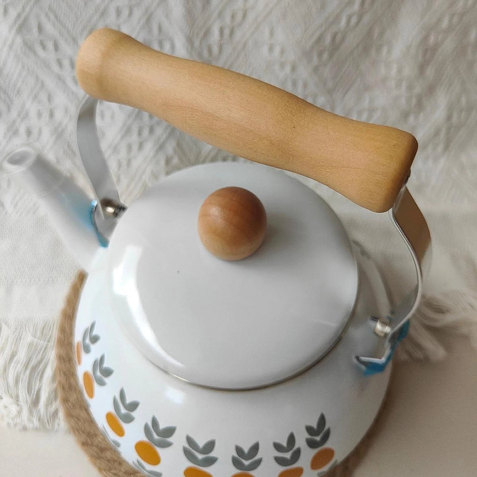 Enamel Teapot Coffee Pot 2.5L Large Capacity with Handle Vintage Porcelain Tea | eBay