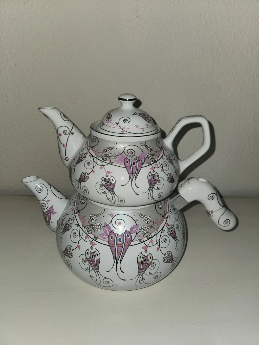 Asvar Eftalya Turkish Teapot Enamel And Porcelain Floral | eBay