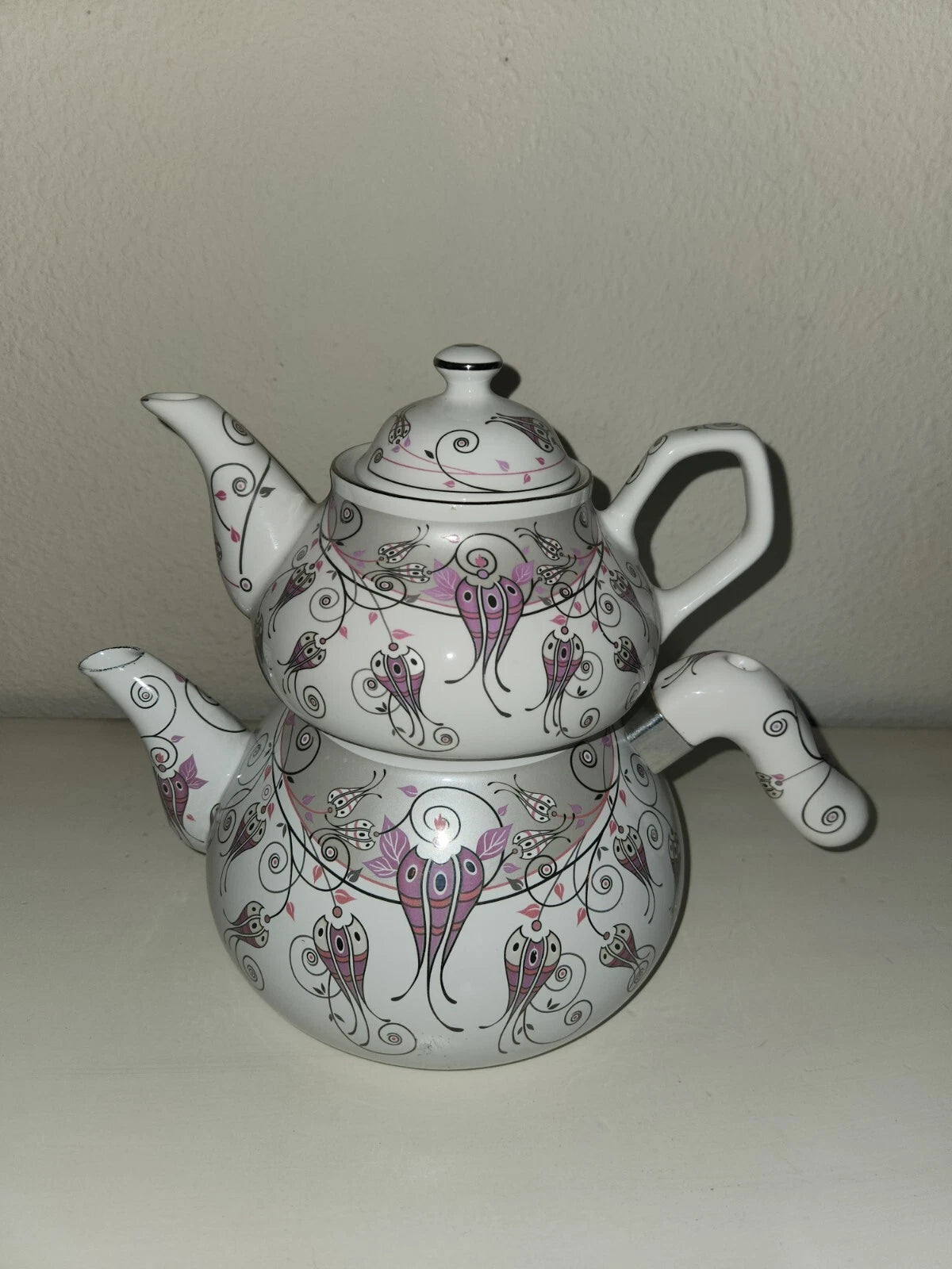 Asvar Eftalya Turkish Teapot Enamel And Porcelain Floral | eBay