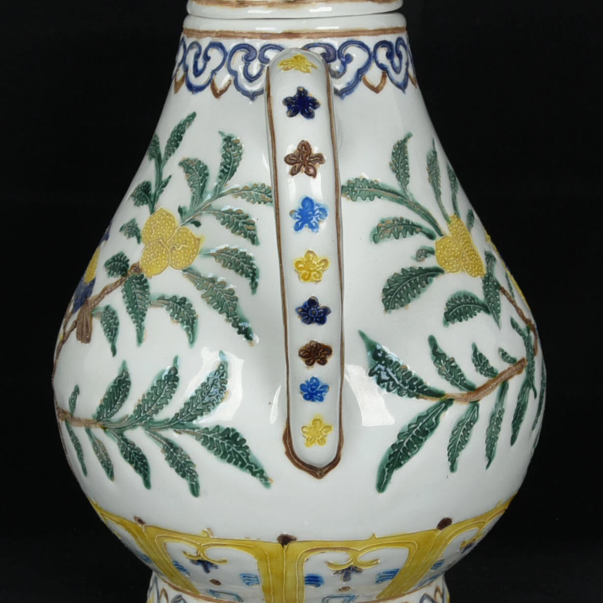 10.2" Old dynasty Porcelain yongle mark colour enamels flower bird Fruits Teapot | eBay