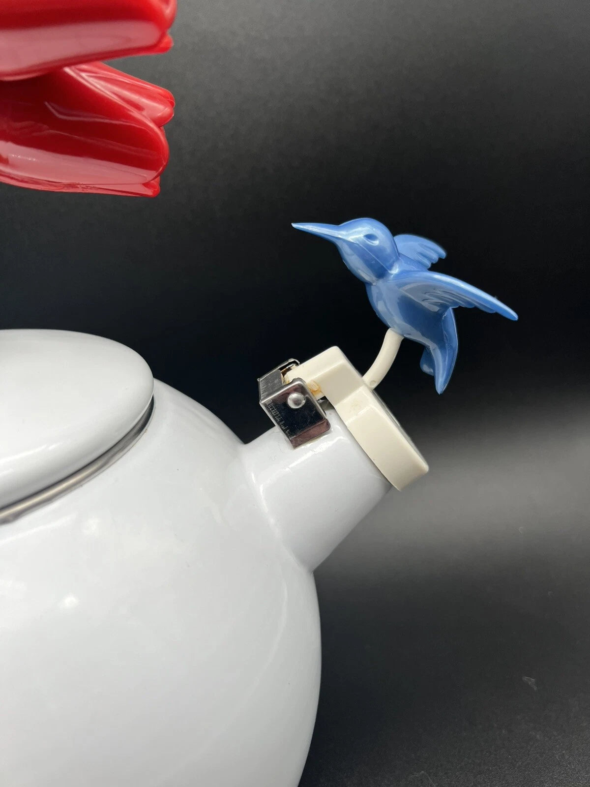 Enamel Metal Teapot Kettle With Tulips Handle And A Humming Bird. | eBay