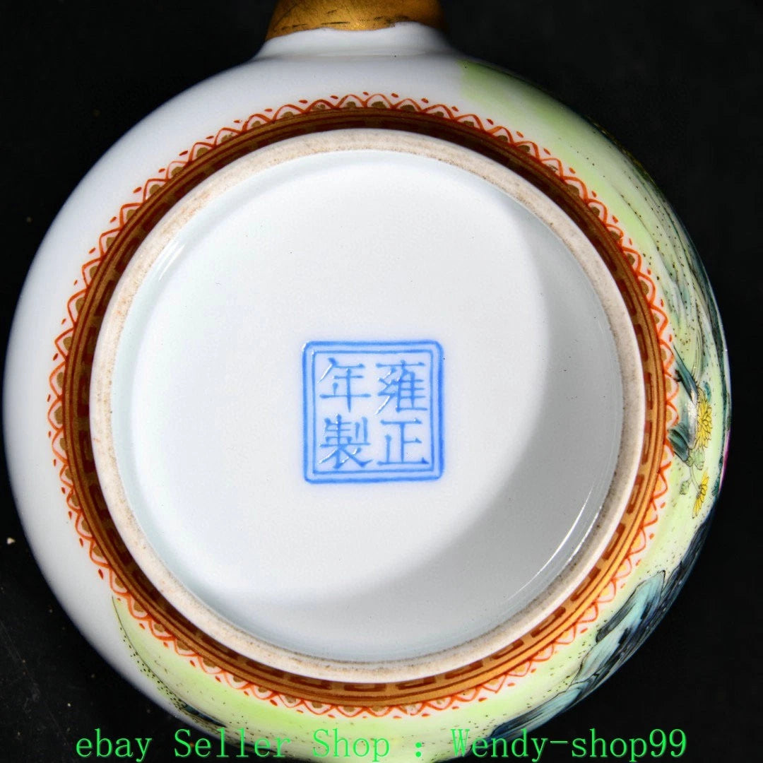5" YongZheng Marked Colour Enamel Porcelain Gilt Bamboo Plum Magpie Bird Teapot | eBay