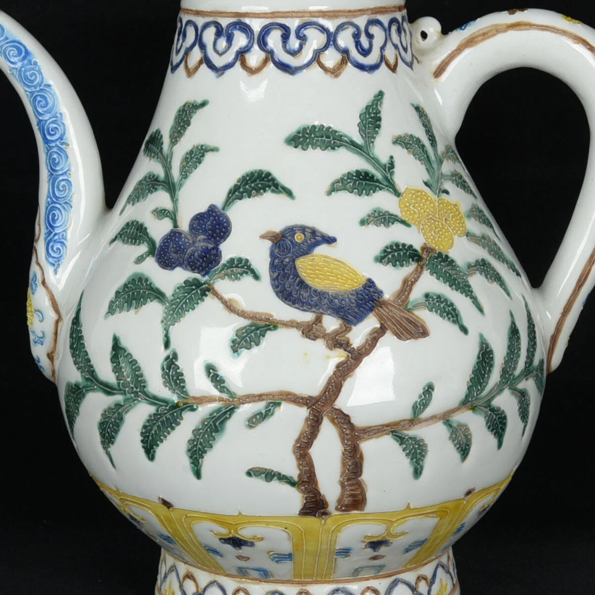 10.2" Old dynasty Porcelain yongle mark colour enamels flower bird Fruits Teapot | eBay