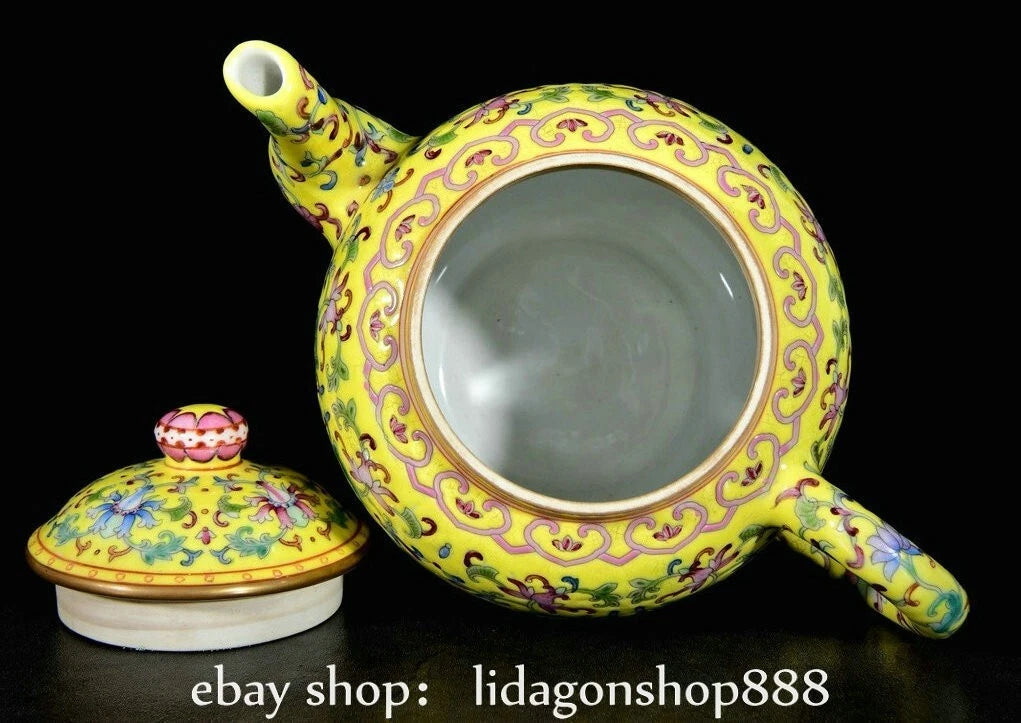 6.8" Qing Yongzheng Marked Enamel Porcelain Flower Leaf Pattern Wine Tea Pot | eBay