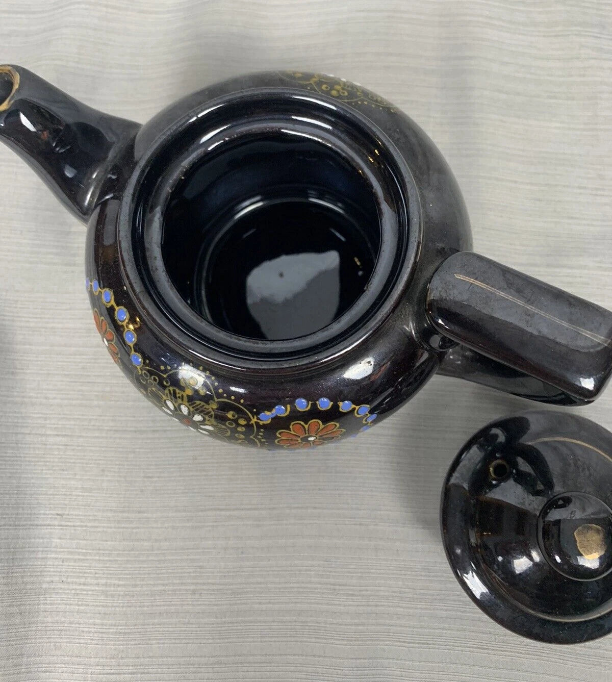 Dark Brown Teapot Moriage Enamel Hand Painted Vintage, Japan | eBay