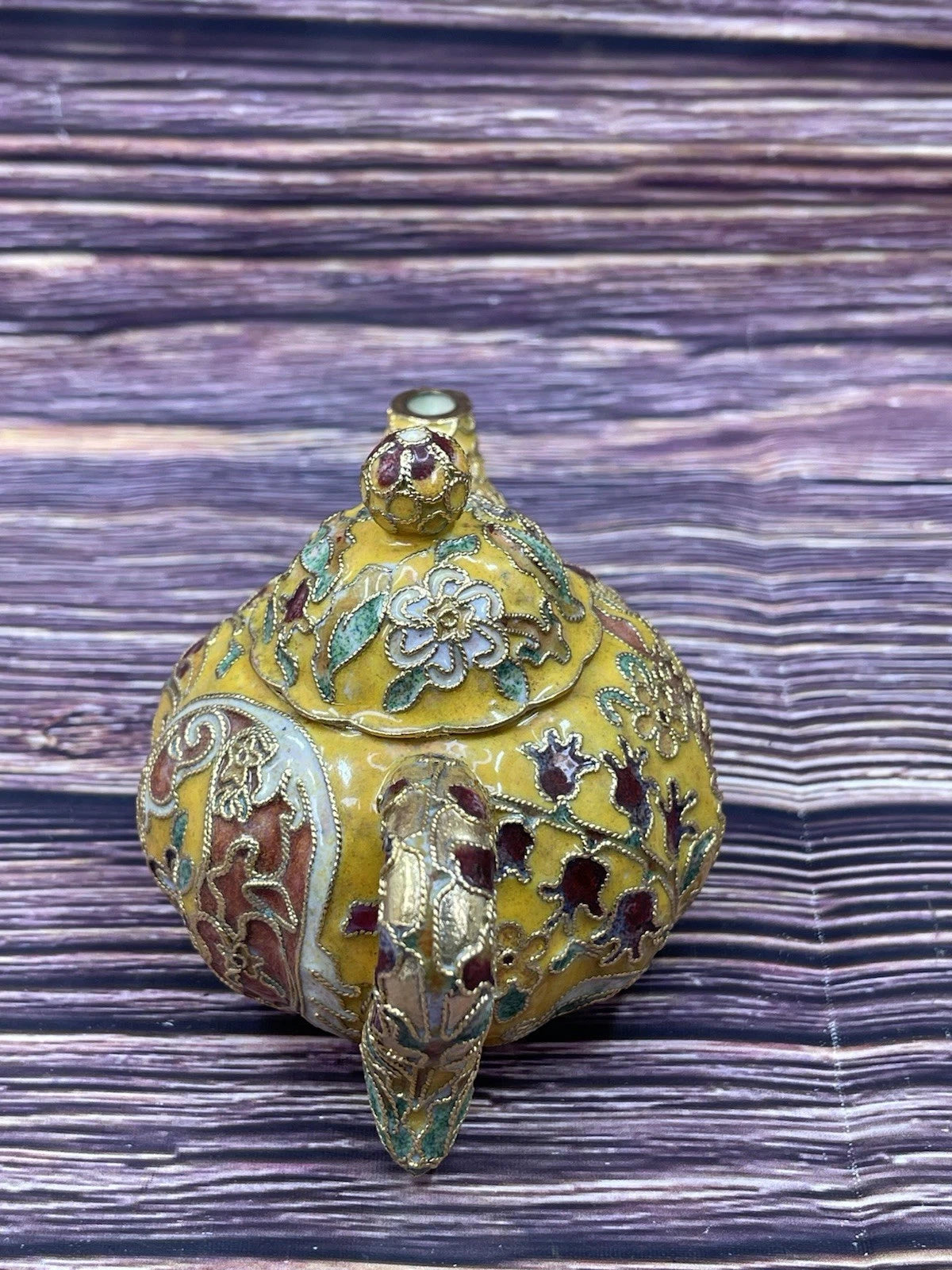 VTG Multi-Colored Cloisonné Miniature Tea Pot With Floral Design | eBay