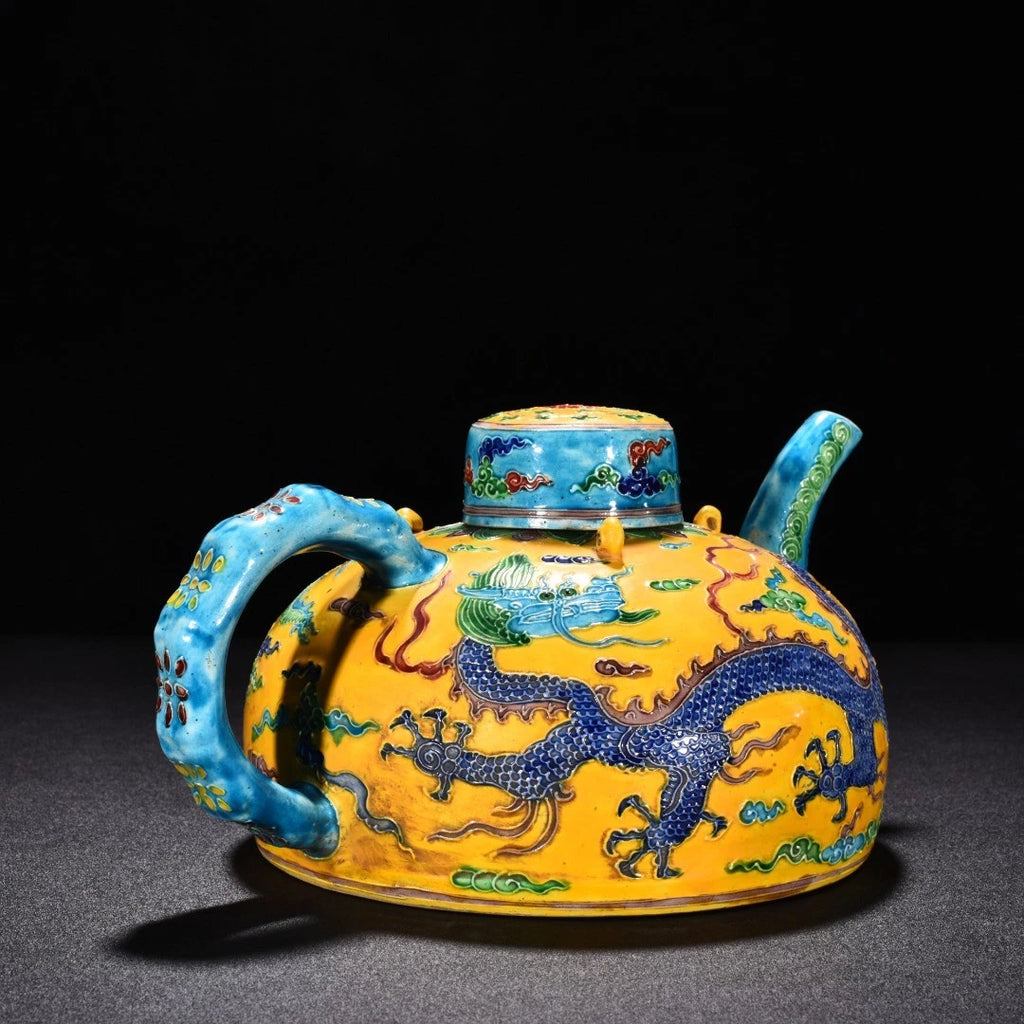 10.2" Old Antique Ming Yongle Mark Porcelain Colour Enamels Bamboo Joint Teapot | eBay