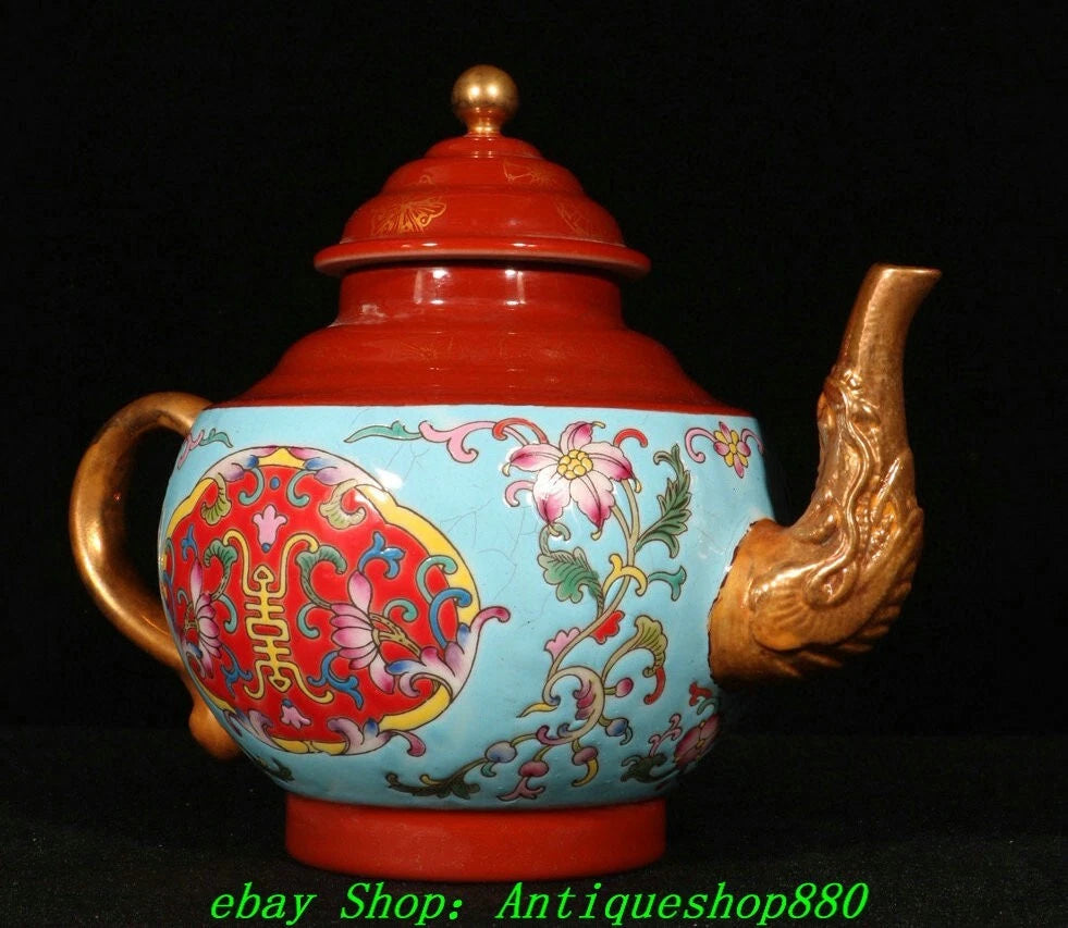 Qianlong Enamel Colour Porcelain Gilt Dragon Beast Head Pattern Teapot Teakettle | eBay