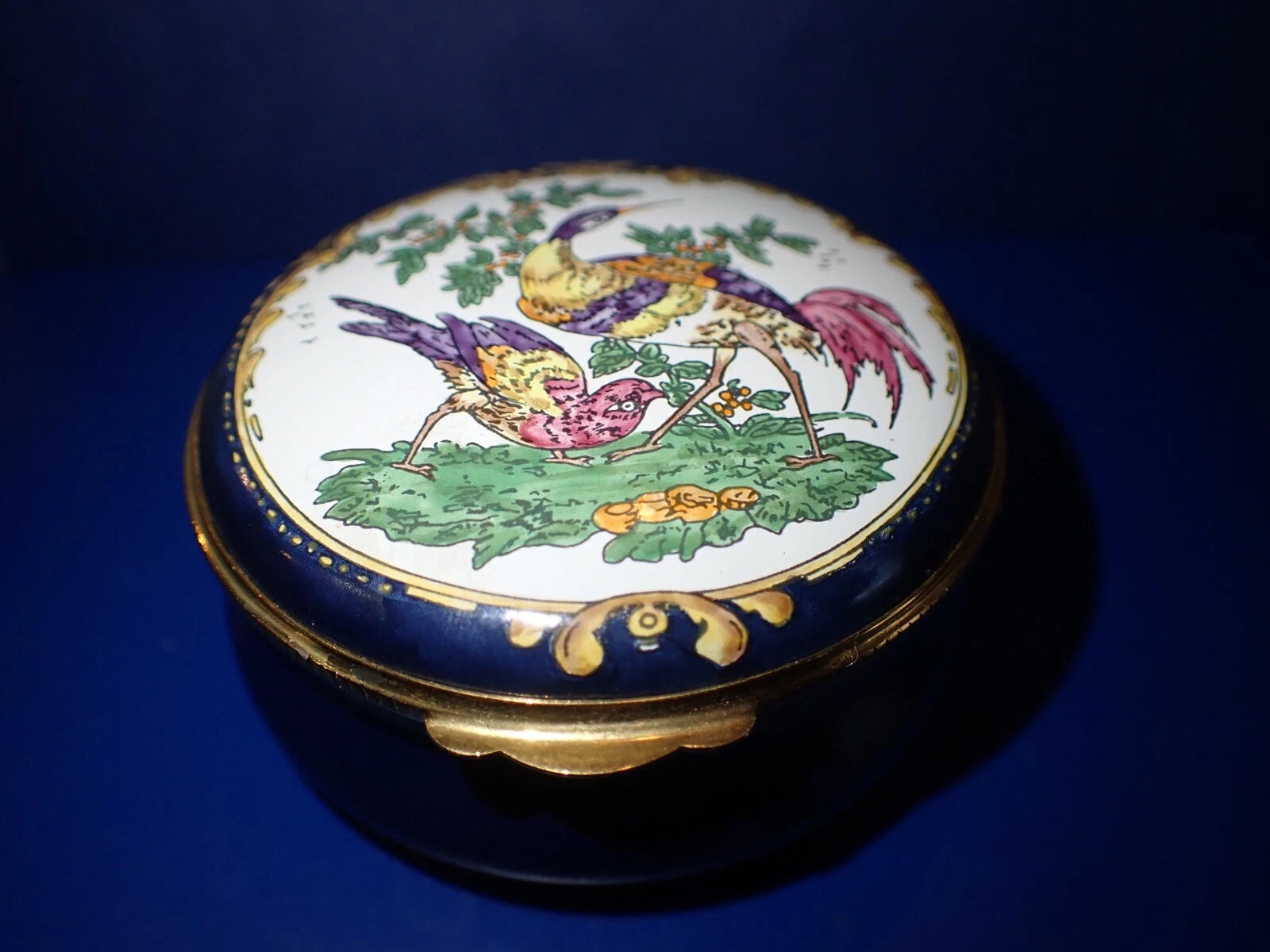 Crummles Enamel Trinket Box Exotic birds Worcester porcelain teapot | eBay