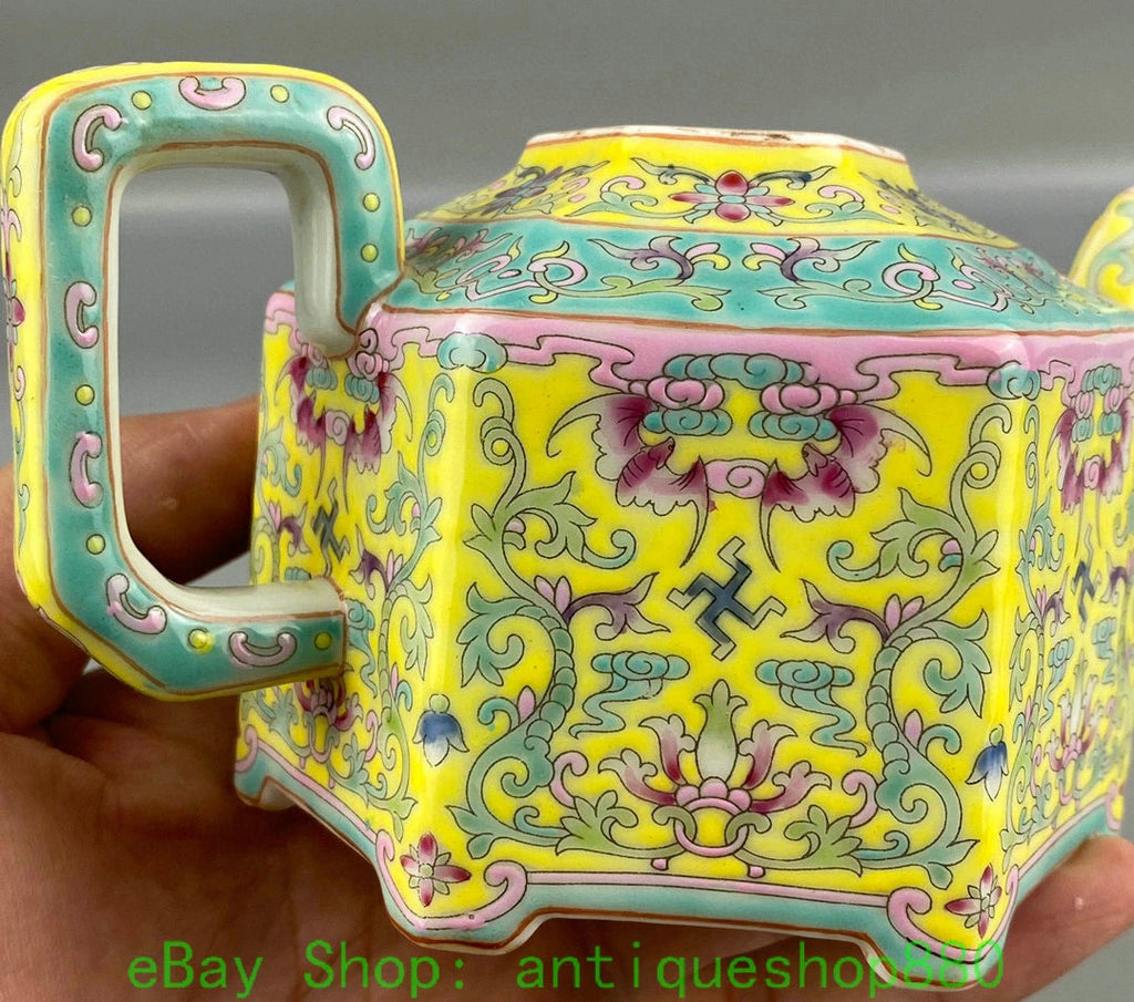6'' Yongzheng Marked Yellow Glaze Enamel Colour Porcelain Wine Tea Pot Flagon | eBay