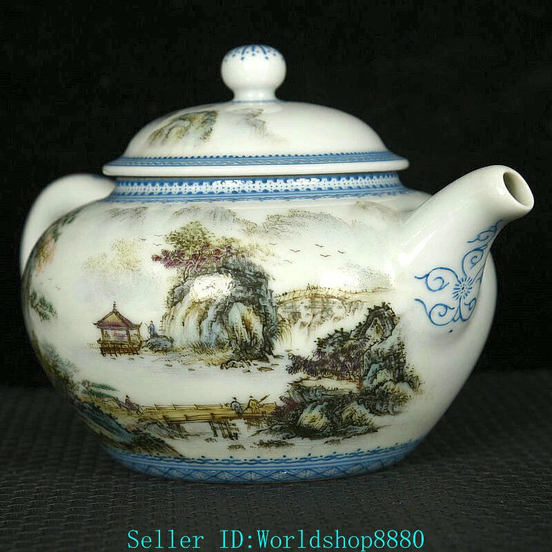 6.4'' Qianlong Marked Old China Enamel Color Porcelain Landscape Pattern Teapot | eBay
