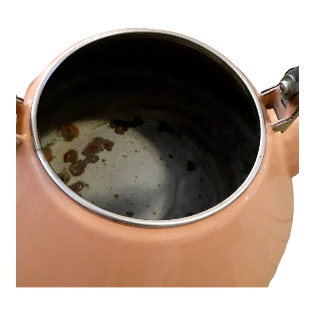 Vtg Pink Enamel Teapot Kettle Wood Handle 1980s Mauve Planter | eBay