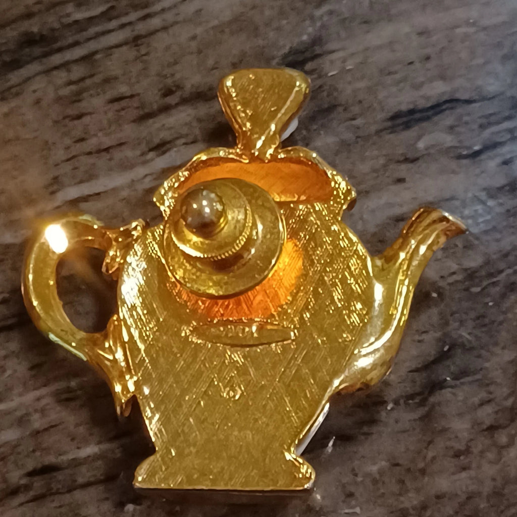 2-Vtg Avon teapot pins brooches marked porcelain faux pearl gold tone enamel | eBay
