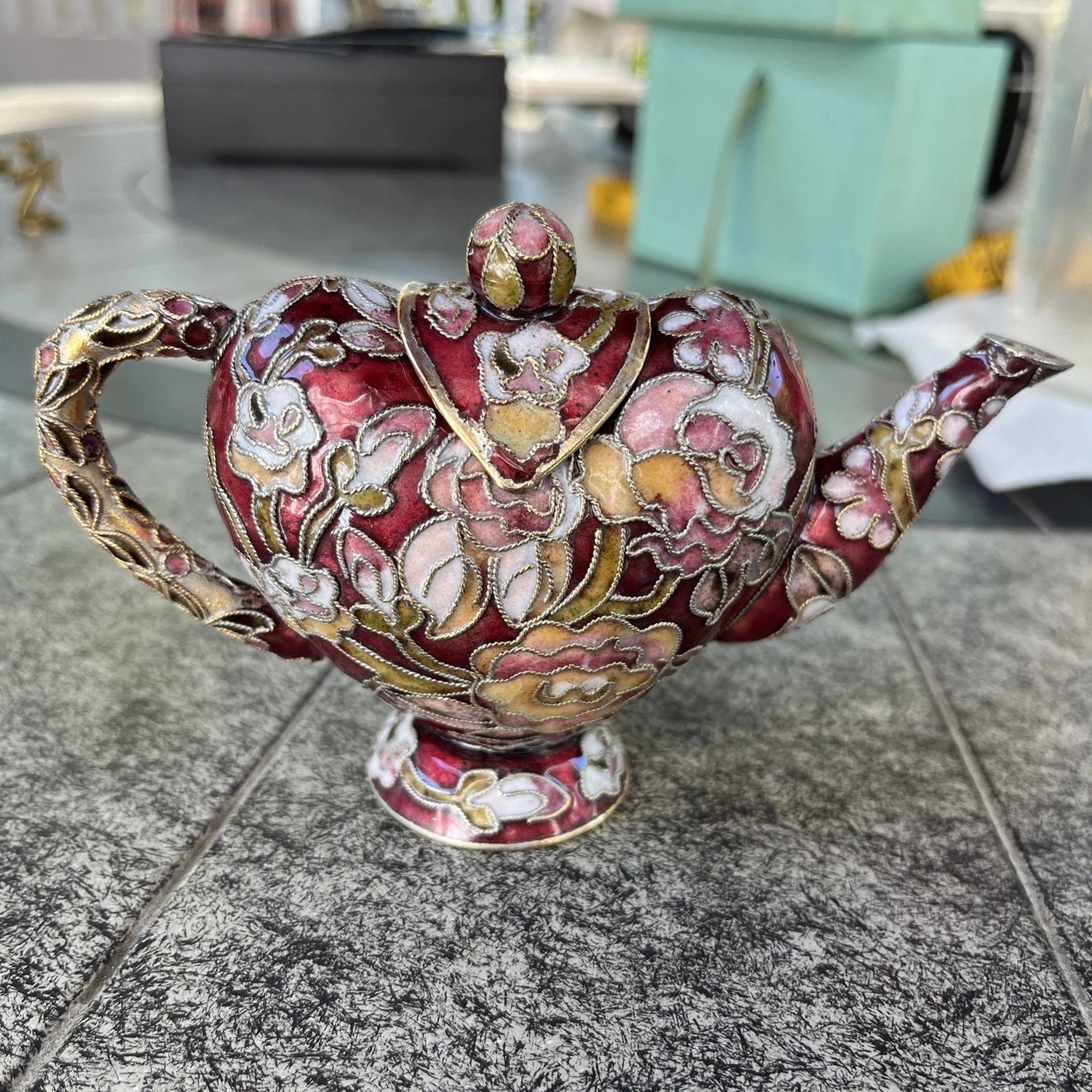 VTG Multi-Colored Miniature Tea Pot With Floral Design X2 | eBay