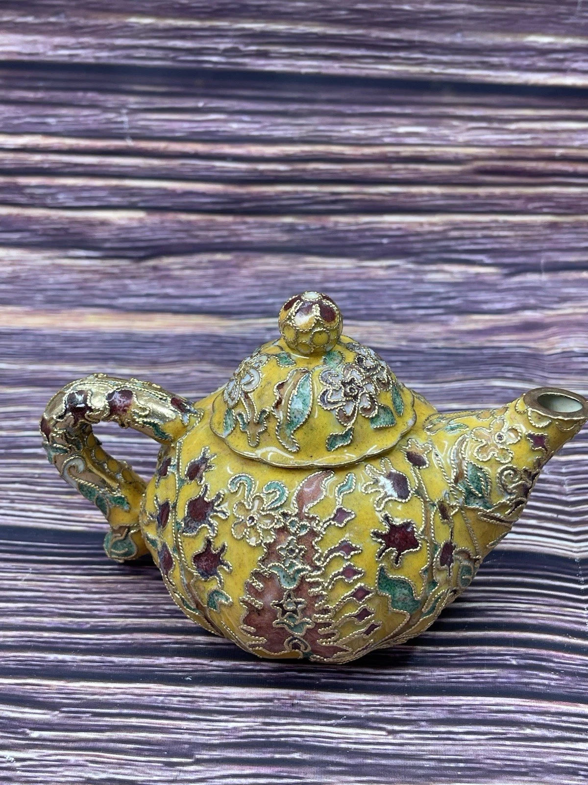 VTG Multi-Colored Cloisonné Miniature Tea Pot With Floral Design | eBay