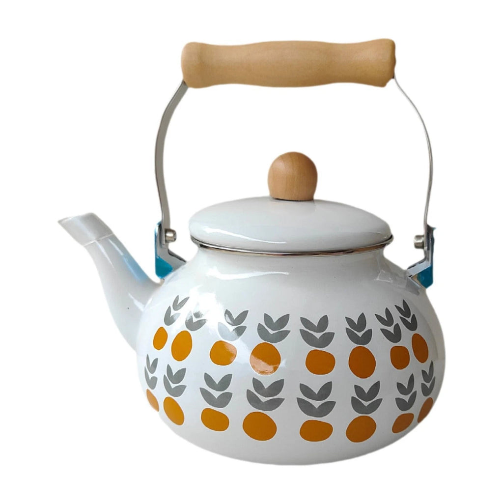 Enamel Teapot Coffee Pot 2.5L Large Capacity with Handle Vintage Porcelain Tea | eBay