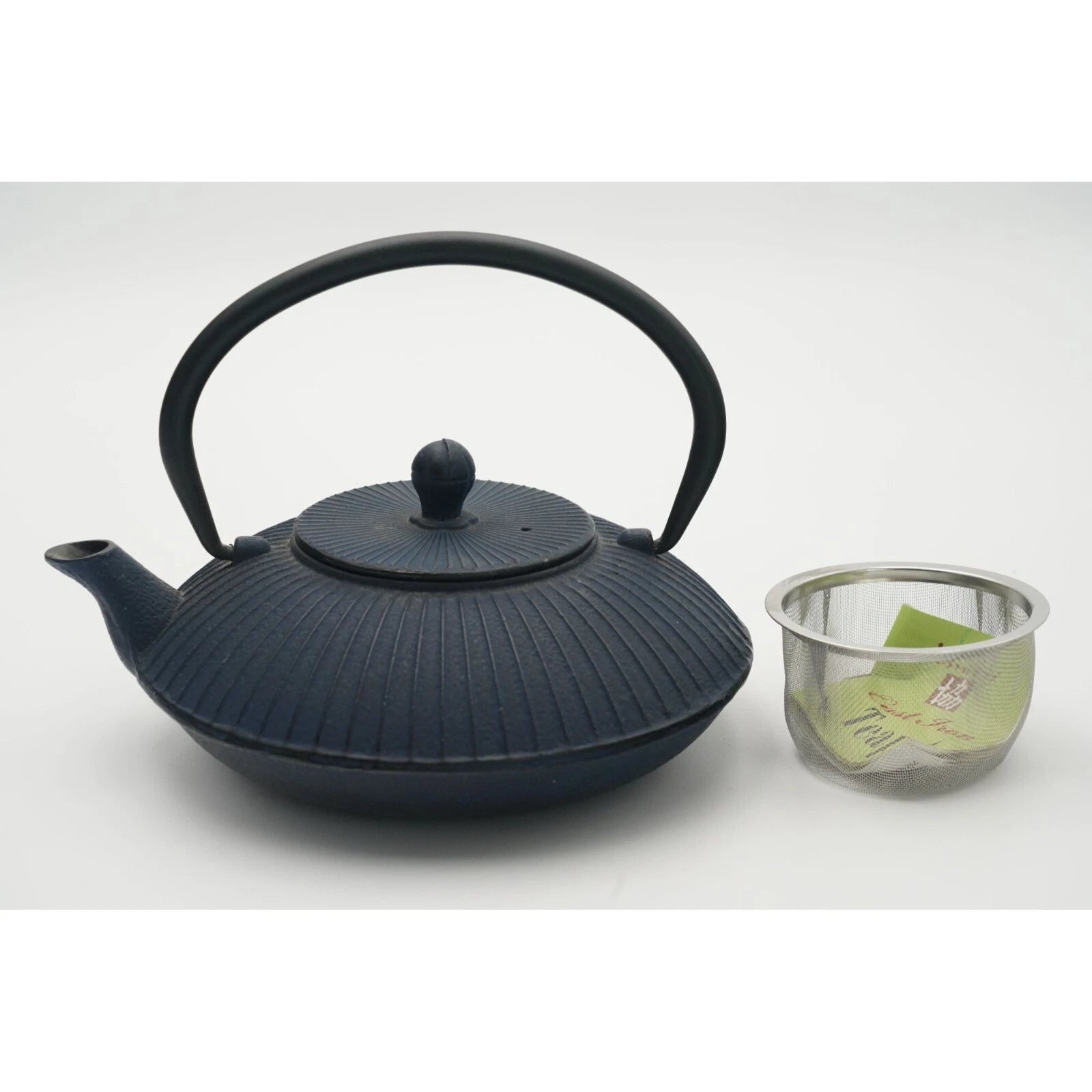 Dark Blue Cast Iron Teapot Porcelain Enamel Coating Inner Surface & Tea Strainer | eBay