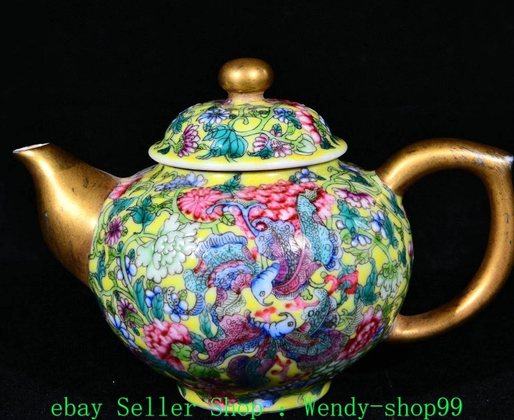 4" YongZheng Marked Colour Enamel Porcelain Gilt Flower Pattern Butterfly Teapot | eBay