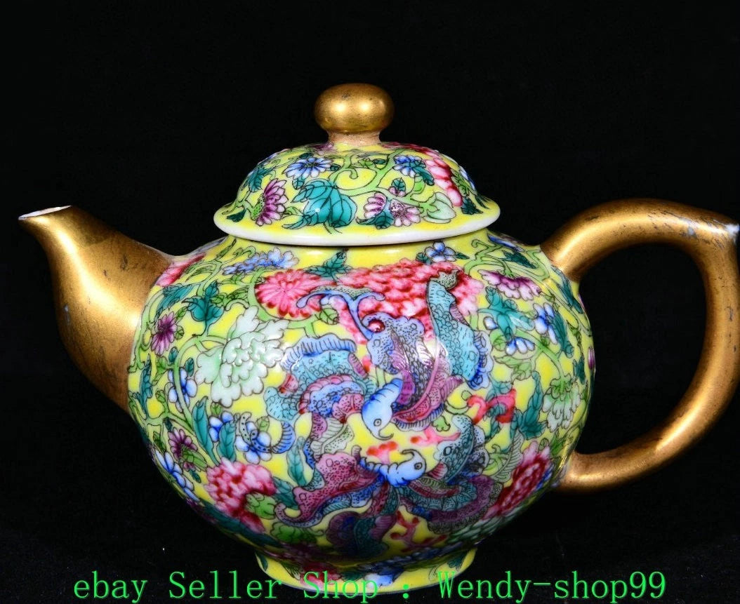 4" YongZheng Marked Colour Enamel Porcelain Gilt Flower Pattern Butterfly Teapot | eBay