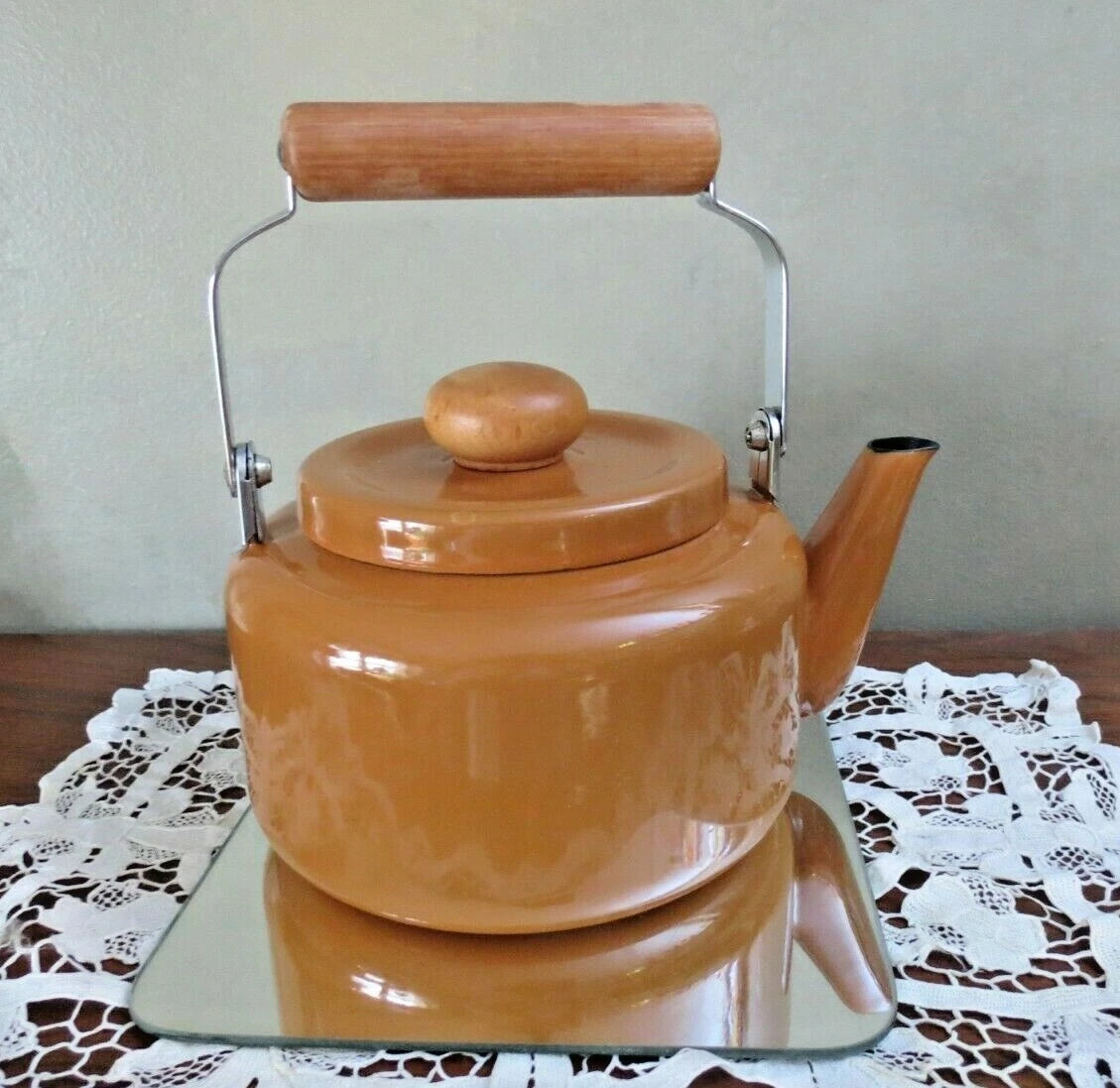 Vintage Gold/Light Brown Enameled Teapot | eBay