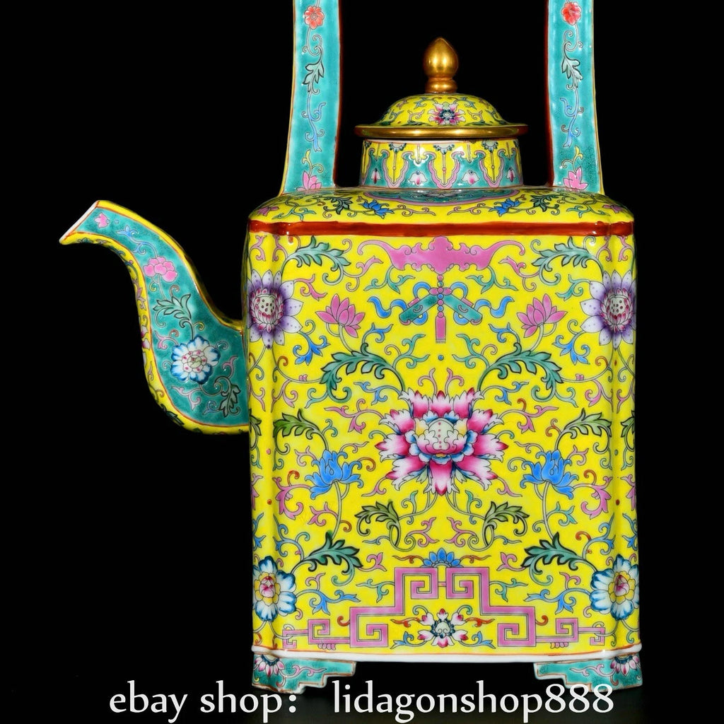 16.4" Yongzheng Marked Enamel Porcelain Flower Leaf Pattern Wine Teapot | eBay
