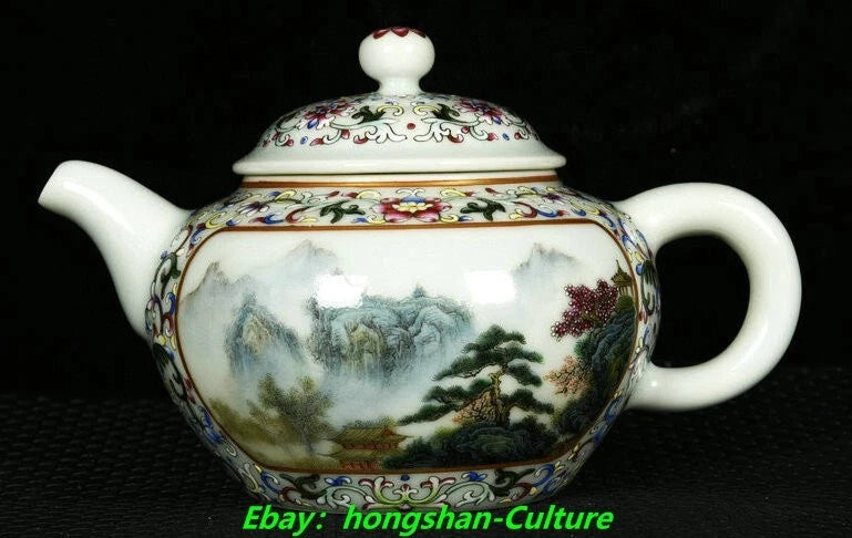 6.3" Qianlong Enamel Colour Porcelain Gold Flower landscape Wine Tea Pot Flagon | eBay