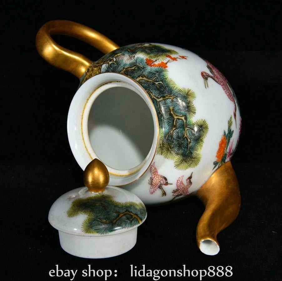 6.4"Yongzheng Marked Enamel Porcelain Gilt Flower Birds Tree Pattern Wine Teapot | eBay