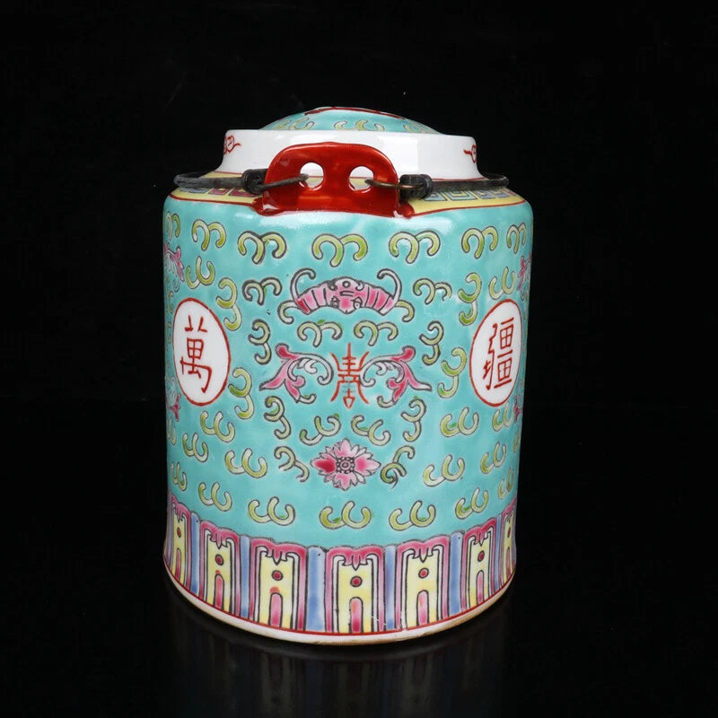 Chinese Porcelain Green Enamel Handpainted Flowers Longevity Teapot M2668 | eBay