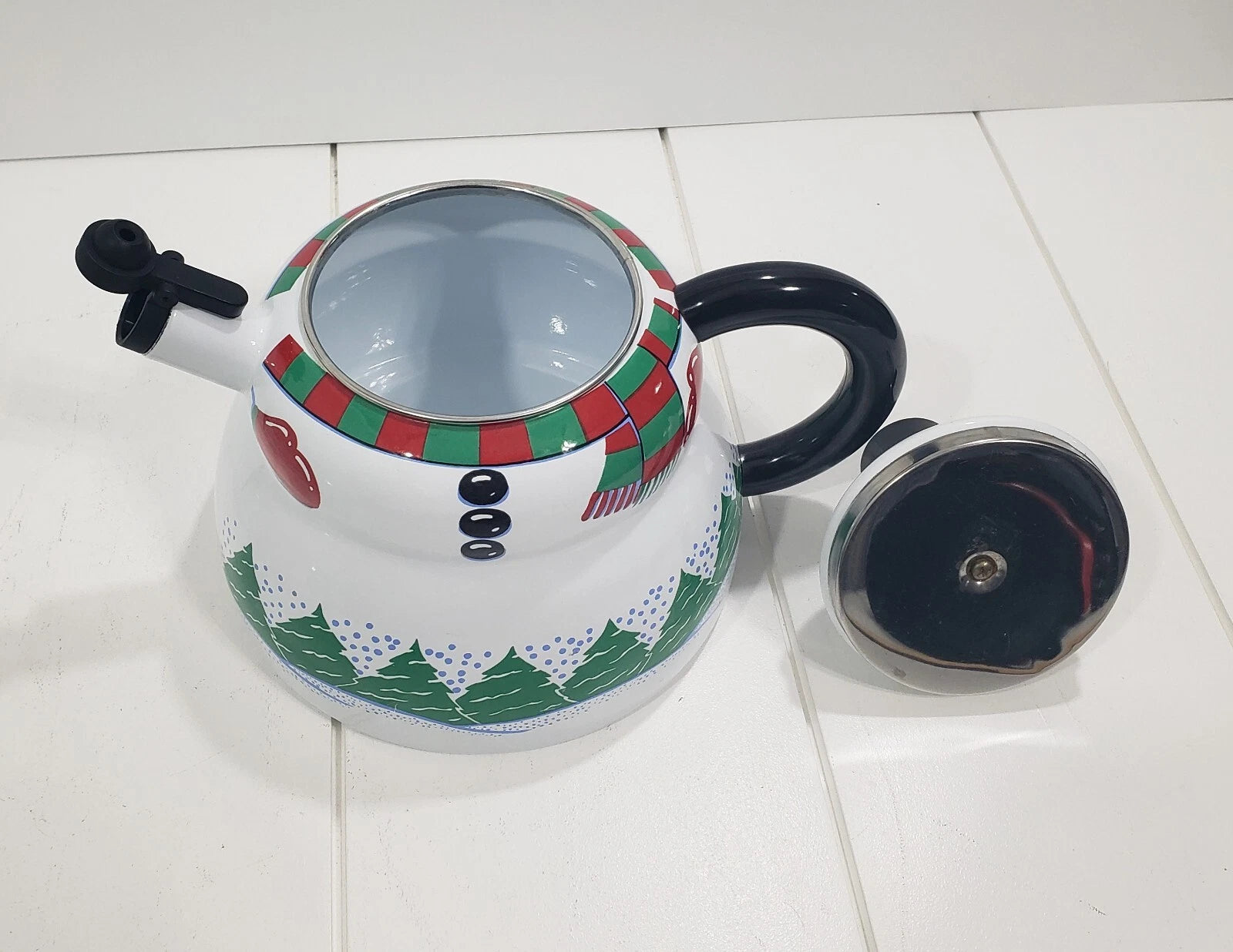 Roshco Snowman Teapot Kettle 3 QT Porcelain Enamel On Steel Vintage | eBay
