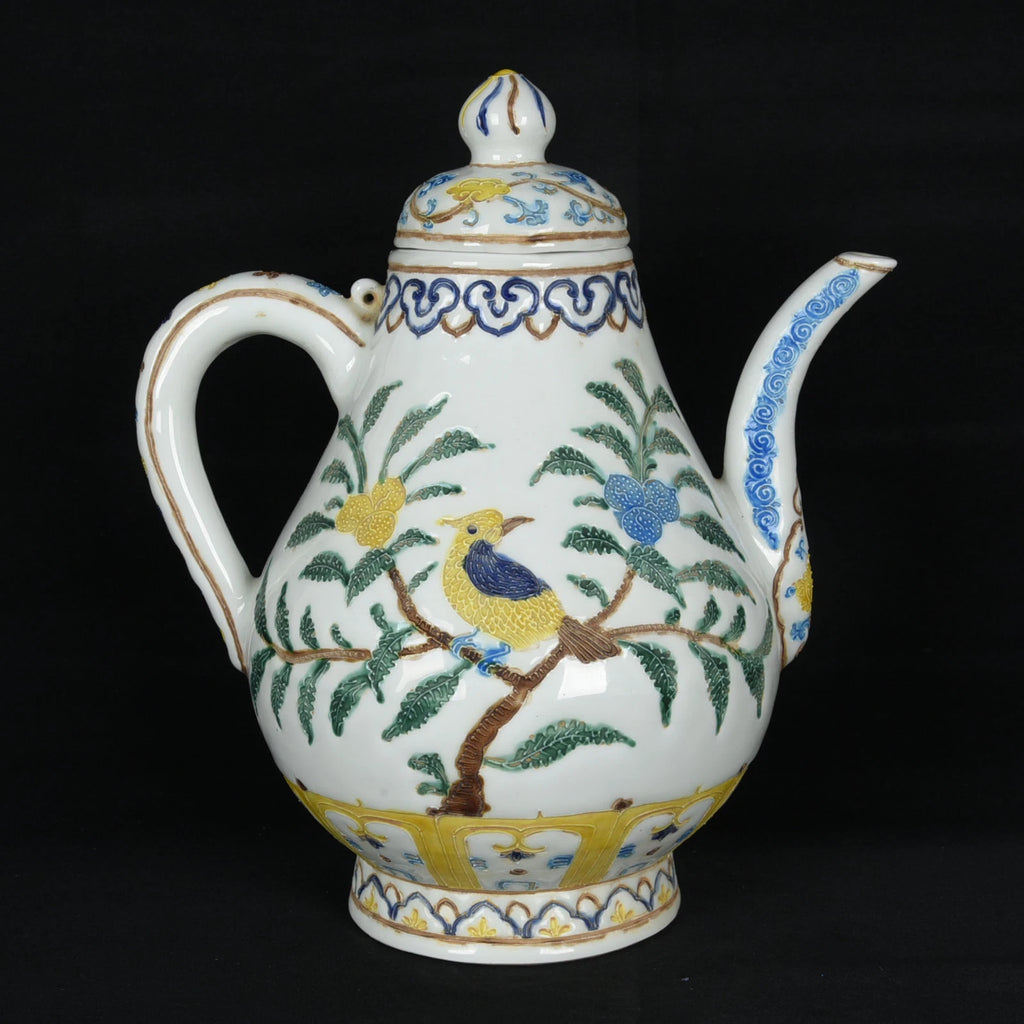 10.2" Old dynasty Porcelain yongle mark colour enamels flower bird Fruits Teapot | eBay