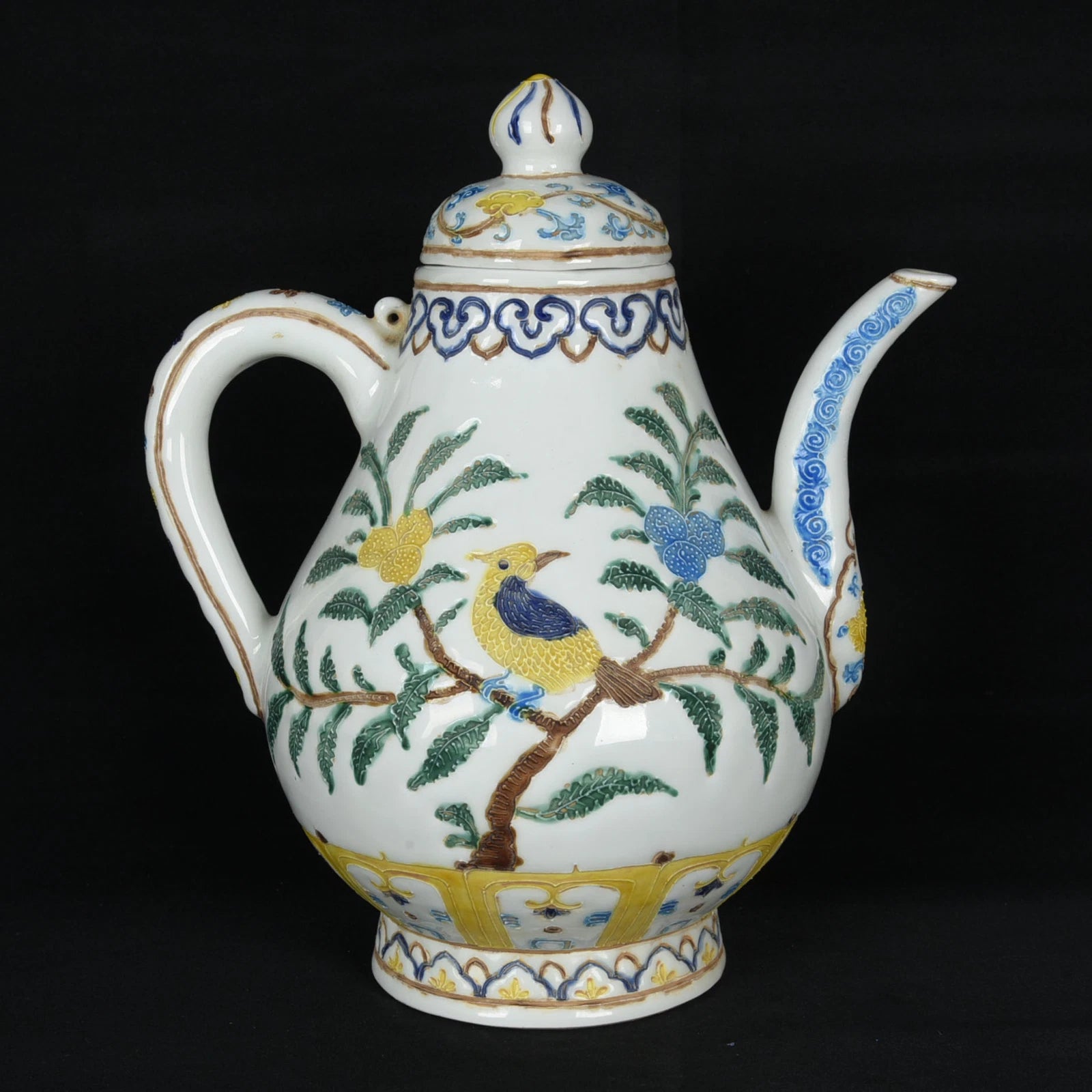 10.2" Old dynasty Porcelain yongle mark colour enamels flower bird Fruits Teapot | eBay