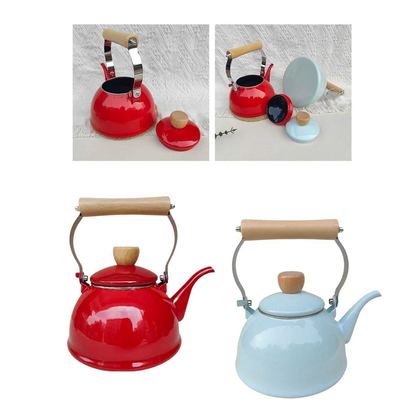 Enamel Tea Kettle Porcelain Enameled Teakettle 1.4L Cookware Chinese Teapot for | eBay