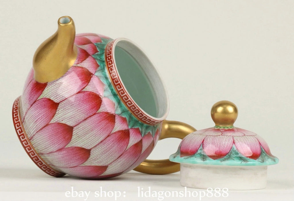 6" Yongzheng Marked Enamel Porcelain Gilt Lotus Flower Pattern Wine Tea Pot | eBay