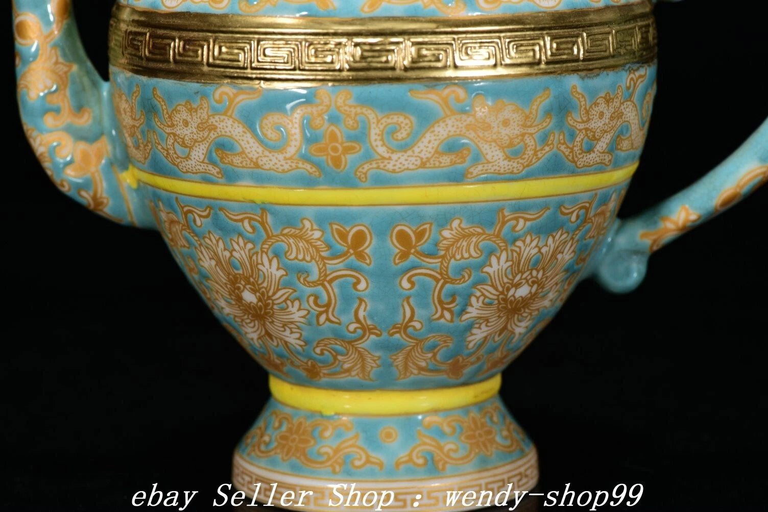 7" Qianlong Colour Enamel Blue Glaze Porcelain Gilt Dragon Wine Tea Pot Flagon | eBay