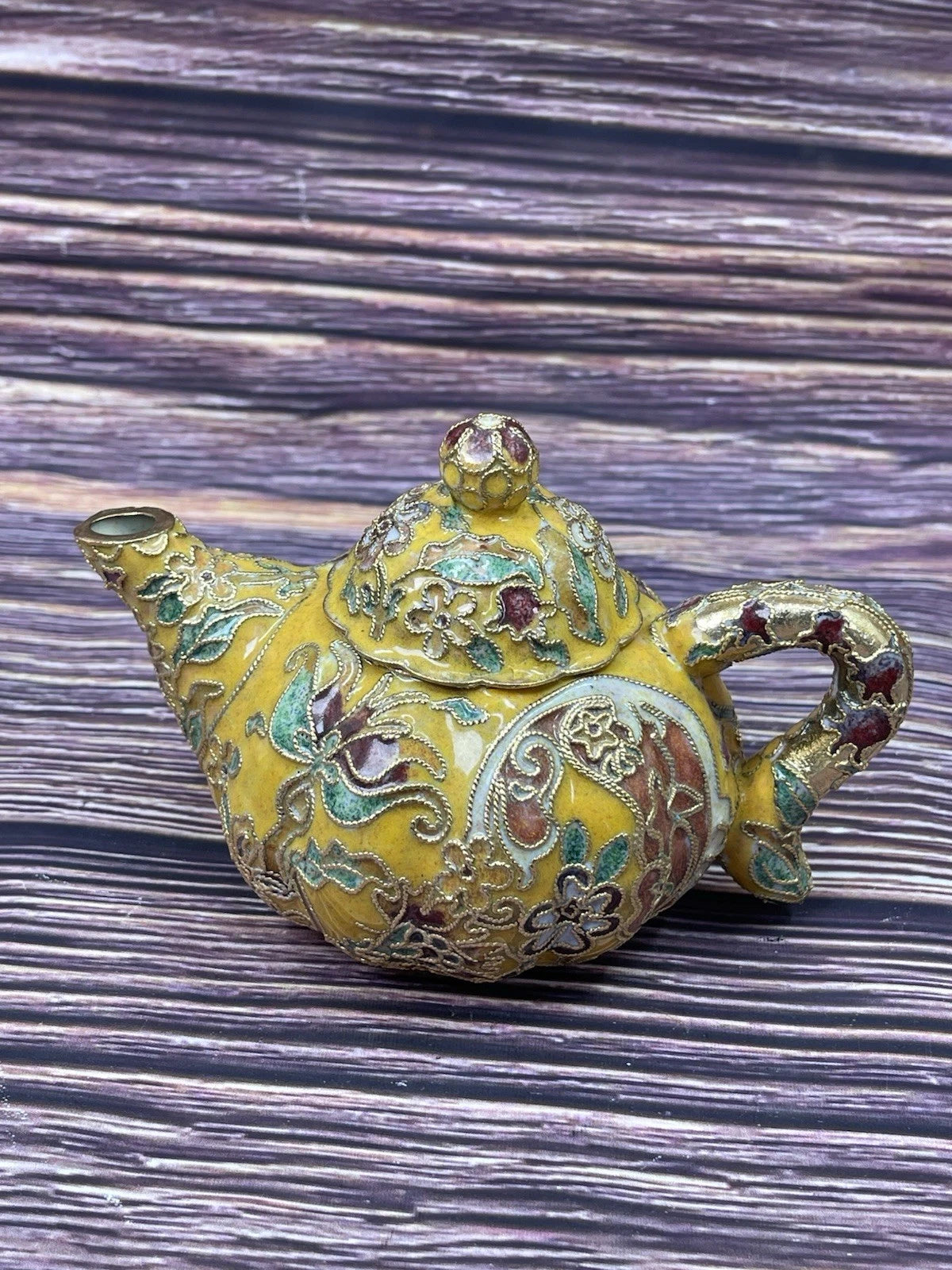 VTG Multi-Colored Cloisonné Miniature Tea Pot With Floral Design | eBay